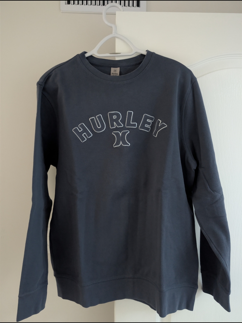 Hurley Men's Navy Pique Knit Crewneck Sweatshirt